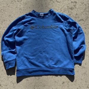 Columbia Blue Crew Neck‎ Fleece Sweatshirt Pullover Men's Large